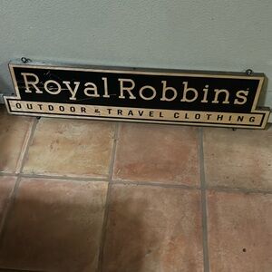 Royal Robbins Wood and Metal Advertising Sign